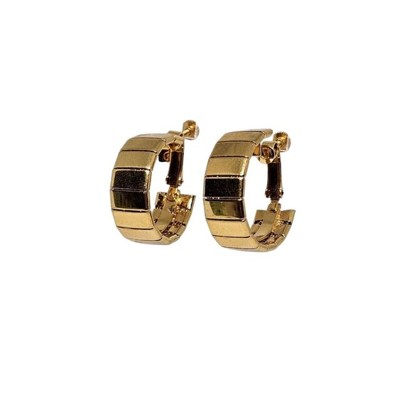 Vintage signed Napier Screw‎ Back Earrings Gold Tone Hoop Mid Century Modern - Picture 8 of 16